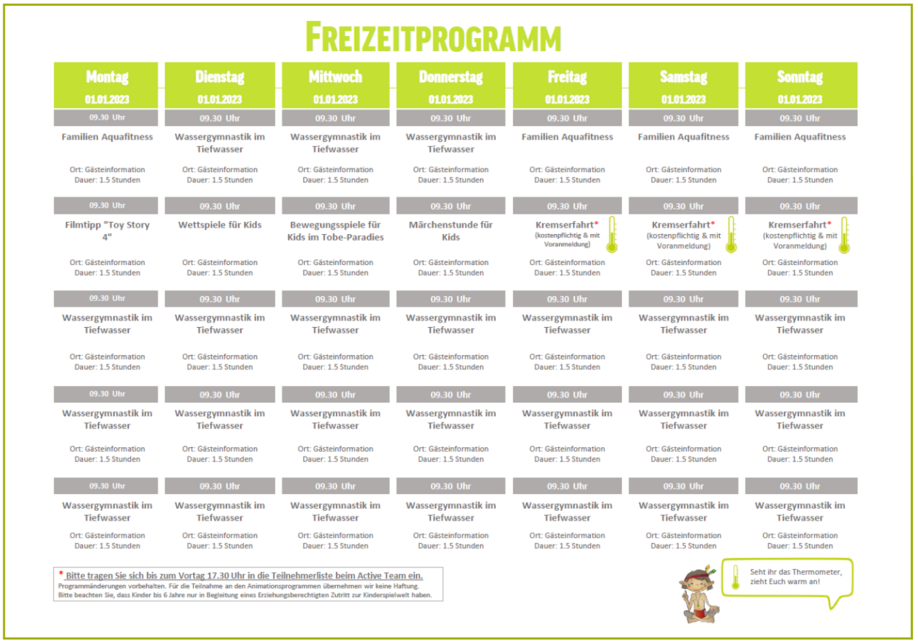 Freizeitprogramm 