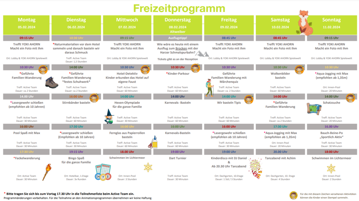 Freizeitprogramm 